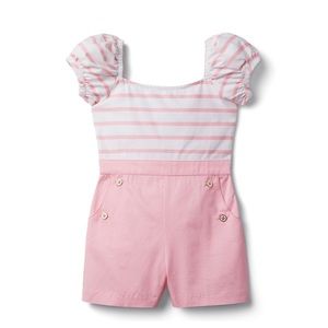 Janie and Jack Striped Puff Sleeve Romper